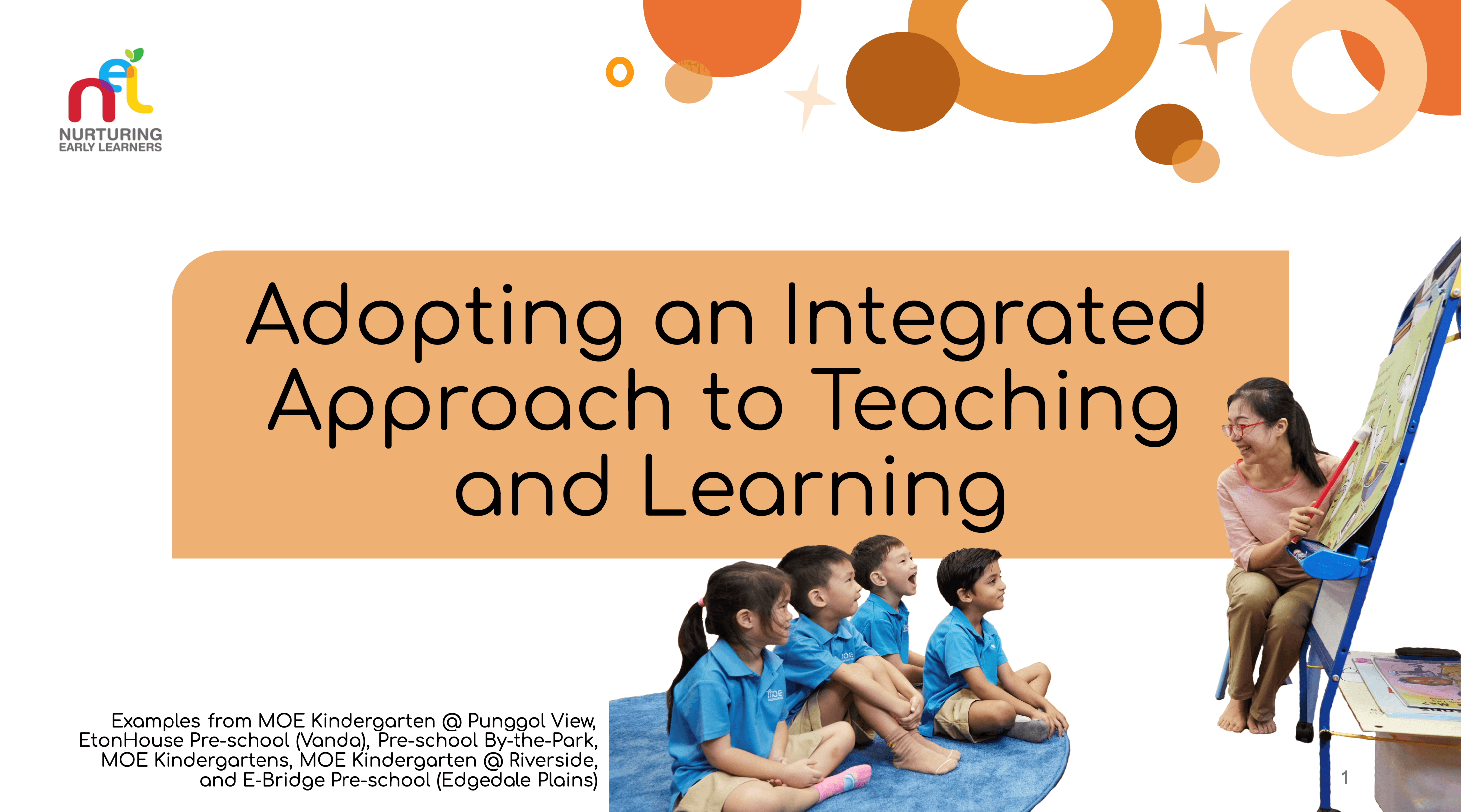 slides on adopting an intergrated approach to teaching and learning with image of teacher teaching a class